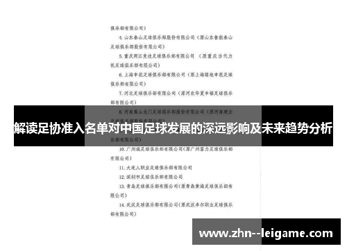 解读足协准入名单对中国足球发展的深远影响及未来趋势分析
